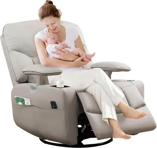 Vista 9 de Mecedora para guardería reclinable eléctrico con reposabrazos de Gris