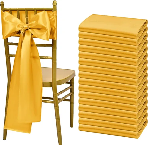Vista 28 de Showgeous 60 cintas de satén color burdeos para decoración de sillas de recepción de boda, lazos para sillas de 7 x 78 pulgadas para banquetes