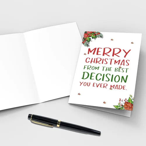 Vista 3 de Qiliji Tarjeta de Navidad romántica para él y ella, divertida tarjeta de Navidad para marido, esposa, novio y novia, regalo de tarjeta de Navidad