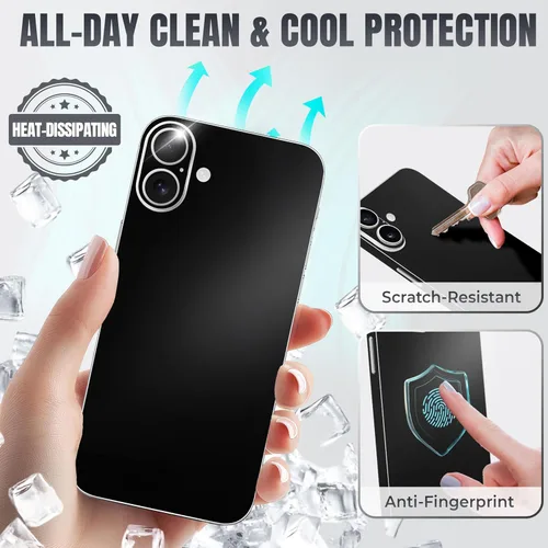 Vista 2 de 2 piezas de Skin Wrap compatibles con iPhone 16 Plus – Película protectora de vinilo delgada para lados y espalda – Ajuste elegante, aspecto premium