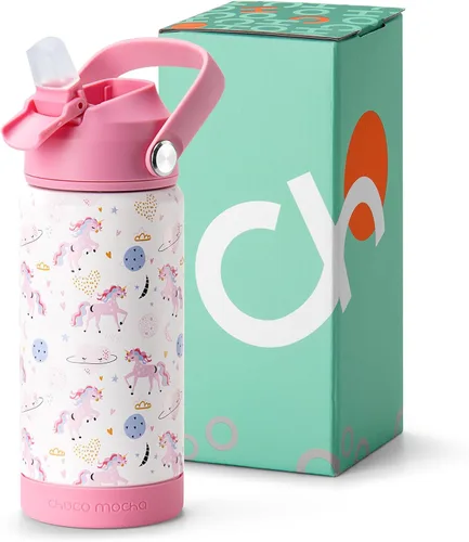 Vista 24 de Botella de Agua Choco Mocha para Niños para la Escuela, Botella de Agua Aislada para Niños de Acero Inoxidable para Niños, 14 Oz Camión Monstruo