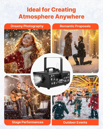 Vista 6 de VEVOR Máquina de nieve, 650 W, máquina de nieve falsa de mano o colgante, máquina de fabricación de nieve con mango portátil, fabricante de copos
