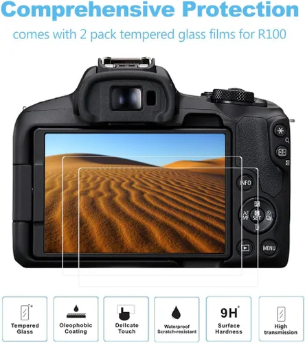 Vista 3 de Pocoukate Funda para cámara Canon EOS R100, funda protectora de silicona suave con protector de pantalla EOS R100 Accesorios para Canon EOS R100