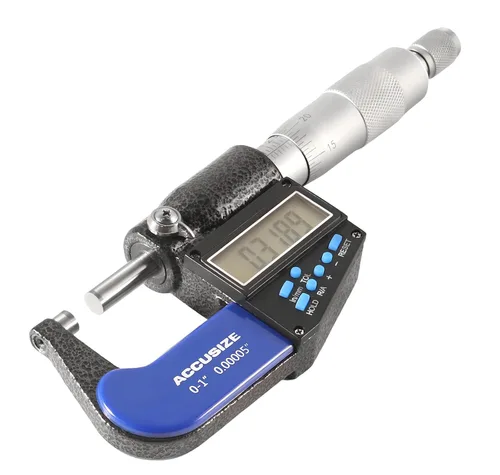 Vista 7 de Accusize Industrial Tools 0-1"/0-25 mm por 0.00005"/0.001 mm Micrómetro Digital Electrónico de 7 Teclas, Resistente al Agua, Ac21-1022