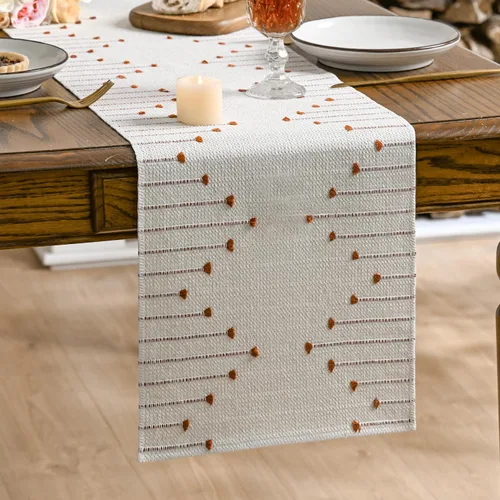 Vista 10 de Artoid Mode Camino de mesa tejido de algodón rústico verde militar, decoración de mesa de comedor para decoración de fiesta del hogar, 12 x 36