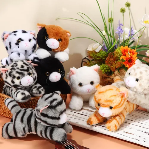 Vista 4 de Libima 8 piezas de animales de peluche de gato a granel de 8 pulgadas, gatitos de peluche, animales de gato, regalos de carnaval, regalos de fiesta
