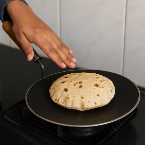 Vista 2 de MARSHAL Karahi Indian Roti Iron Tawa Pan Pan Chapati Utensilio de cocina 9.5 pulgadas