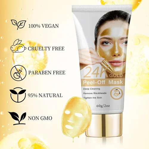 Vista 4 de Máscara para puntos negros, mascarilla de oro de 24 quilates, removedor de puntos negros, mascarilla facial reafirmante para cara, limpieza