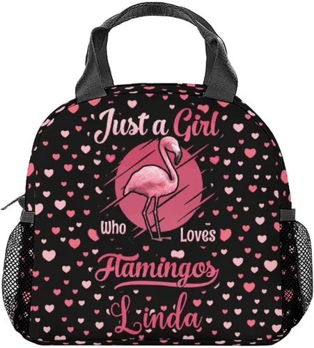 Vista 9 de Lonchera de flamenco para niñas, pequeñas bolsas de almuerzo aisladas, bonita lonchera reutilizable para mujeres, bolsas de almuerzo portátiles