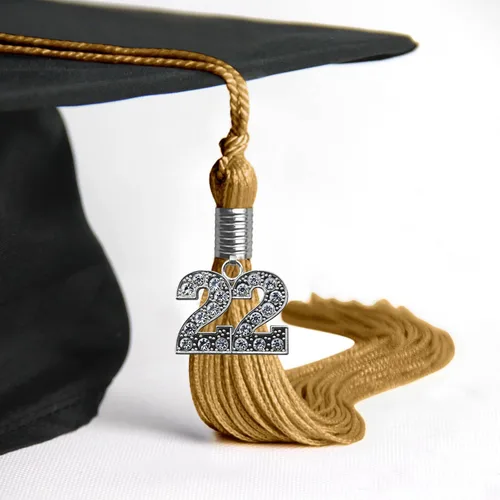 Vista 4 de Endea Graduation Borla de un solo color con dije de plata brillante (oro antiguo, 2022)
