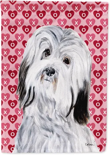 Vista 245 de Caroline's Treasures SS4484GF Bandera de jardín con diseño de bulldog inglés y corazones para el Día de San Valentín, bandera decorativa para patio