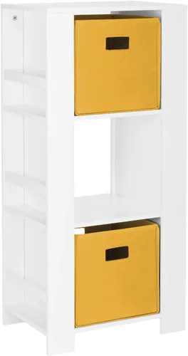 Vista 10 de RiverRidge Book-Nook Tower - Estantería infantil y organizador de almacenamiento de juguetes con 3 cubos y 6 estantes para libros, organizador