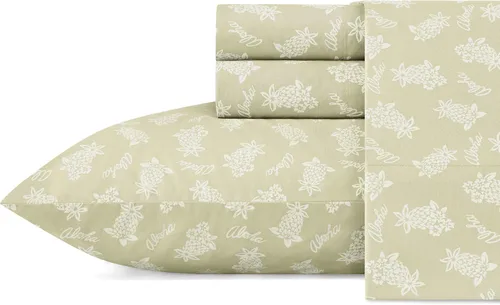 Vista 9 de Tommy Bahama - Juego de sábanas Queen, algodón percal, fresco y elegante, juego de ropa de cama con estilo (gris playa y paloma, Queen)