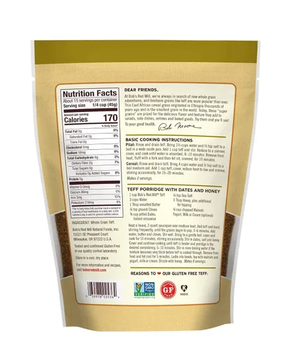 Vista 2 de Bob's Red Mill Teff de Grano Entero, 24 oz (Paquete de 1) - Sin OGM, Grano Entero, Vegano, Kosher