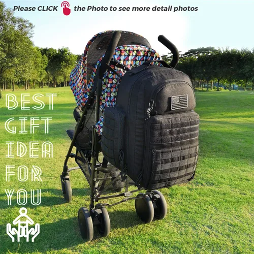 Vista 7 de Mochila para pañales para papá DBTAC, bolsa grande de pañales para bebé para hombres con cambiador, bolsillos aislados + para toallitas, correas