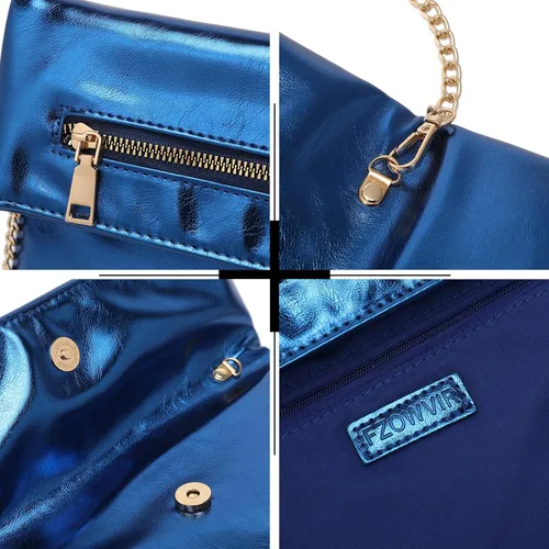 Vista 7 de Bolso de mano para mujer, bolso de noche con correa de cadena, sobre de moda, bolso cruzado de boda formal