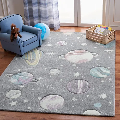 Vista 8 de SAFAVIEH Carousel Kids Collection - Alfombra decorativa de 2 x 3 pies, color gris y lavanda, no desprende pelusa y de fácil cuidado, ideal