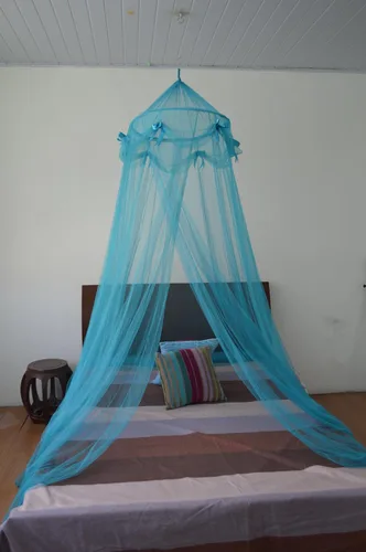 Vista 2 de OctoRose ® Ribbon Bed Canopy Mosquitera, vestidor, eventos fuera de la puerta (cinta-verde lima)
