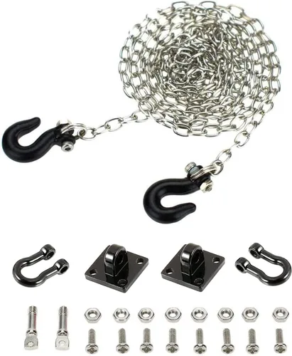 Vista 5 de Gancho de remolque a escala 1/10, gancho de metal para remolque y cadena de rescate, accesorios de decoración compatibles con 1/10 RC Rock Crawler