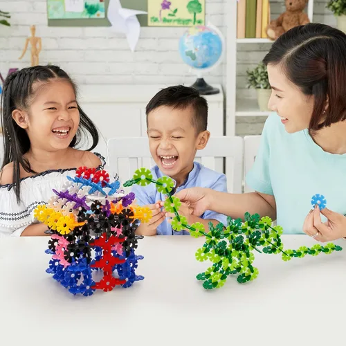 Vista 2 de PicassoTiles Juego de 600 fichas de construcción entrelazadas con bloques de disco creativos, juguetes de aprendizaje STEM para educación temprana