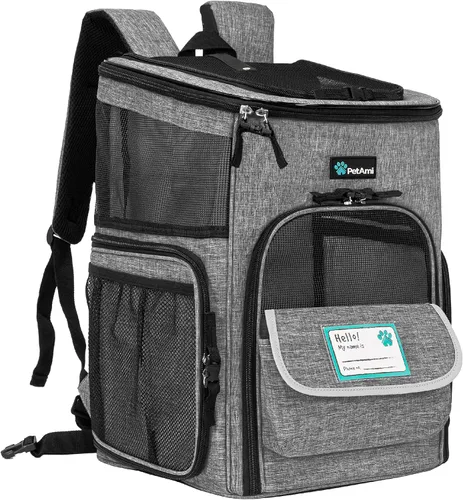 Vista 11 de PetAmi Mochila transportadora para perros, mochilas para gatos aprobadas por aerolíneas para transportar gatos pequeños y grandes, mochila