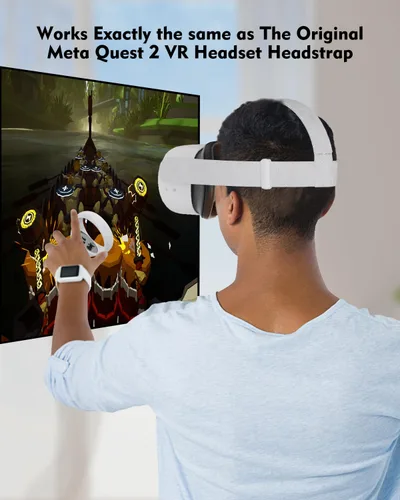 Vista 7 de Head Strap for Oculus Quest 2 Headset, TanReginal Original Replacement Head Strap for Meta Quest 2 Headstrap with 4 Pcs Controller Thumb Grip Caps