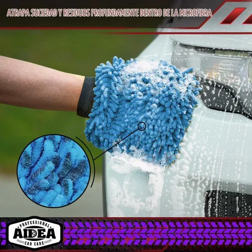 Vista 5 de AIDEA Manopla de Lavado de Coche de Microfibra-2PK, Sin Rayones y Sin Pelusas, Manopla de Lavado de Microfibra Chenille Premium-Azul Tamaño Regular