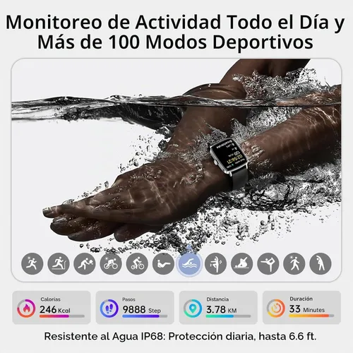 Vista 5 de Gydom Reloj inteligente para hombre, rastreador de fitness HD de 1.85 Más de 110 modos deportivos, frecuencia cardíaca, sueño/estrés, reloj Negro