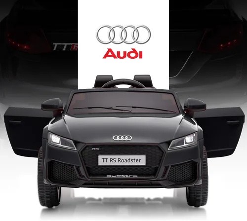 Vista 2 de Audi TTRS - Auto de paseo con licencia de 12 V para niños pequeños de 1 a 3 años con control remoto Negro