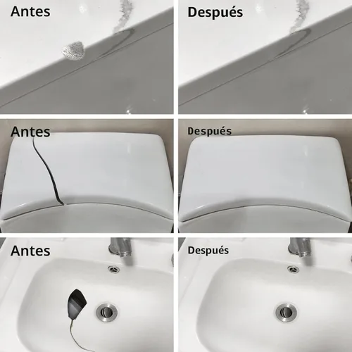 Vista 3 de Kit de reparación de bañera, color blanco, kit de reparación para ducha de fibra de vidrio y fregadero de porcelana, kit de reparación