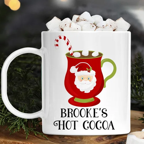Vista 6 de Taza personalizada de los niños de los personajes del cacao caliente del día festivo con nombre, polímero ligero