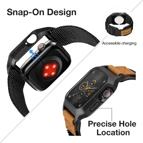 Vista 6 de Paquete de la resistente correa de nailon con velcro para Apple Watch (gris/negro)