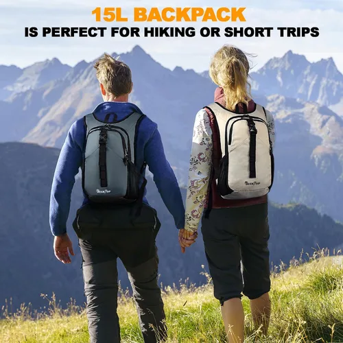 Vista 7 de Seektop - Mochila pequeña de 15L para senderismo para mujeres y hombres, mochila ligera y plegable para senderismo con bolsillo para teléfono