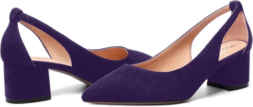 Vista 6 de MOVINSTEPS Vestido de bloque para mujer, sin cordones, de gamuza gruesa, puntiaguda, recortado, para oficina, tacón bajo, grueso, zapatos de tacón