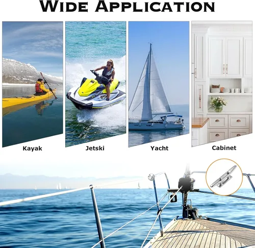 Vista 7 de CHANGE MOORE Boat Cleat Open Base Boat Cleat, Dock Cleats 4 inch Dock Cleat 316 Stainless Steel Boat Mooring Accessories, Include Installation