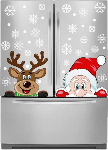 Vista 5 de VEYLIN 6 hojas de 300 calcomanías de ventana de Navidad, copo de nieve, reno, Papá Noel, calcomanías para ventana de Navidad