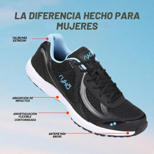 Vista 4 de Ryka Dash 3 - Zapato de senderismo para mujer Negro/Meteorito/Nc Azul