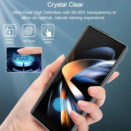 Vista 3 de UEEBAI Paquete de 2 protectores de pantalla para Samsung Galaxy Z Fold 5 5G, vidrio templado HD, protector de sensor transparente, fácil