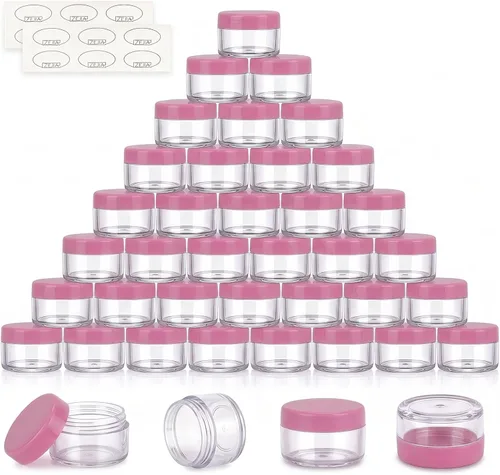 Vista 13 de 5 Gramos Contenedores de Muestra con Tapas, 25 Piezas Mini Contenedores de Maquillaje, Contenedores Cosméticos de Viaje de Plástico Vacío con Negro