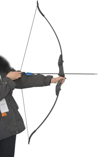 Vista 3 de Juego de arco y flechas recurvas de 30 libras, 35 libras, 40 libras, arco recto con flechas de fibra de vidrio, arco largo de caza para diestros e