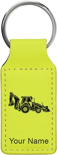 Vista 26 de LaserGram Llavero rectangular, retroexcavadora, grabado personalizado incluido
