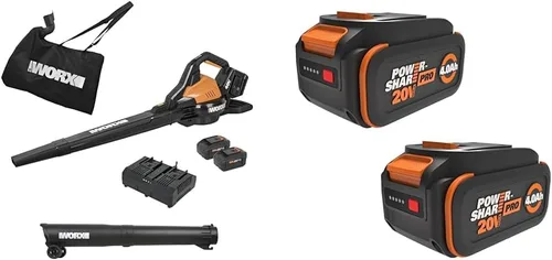 Vista 8 de WORX WG545.9 Soplador de hojas inalámbrico de 20V, sopladores eléctricos para el cuidado del césped con 120 MPH y 2.7 libras, diseño de boquilla