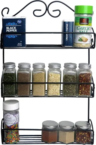 Vista 5 de Almacenador de cocina y despensa de metal Home Traditions., especiero de 3 niveles