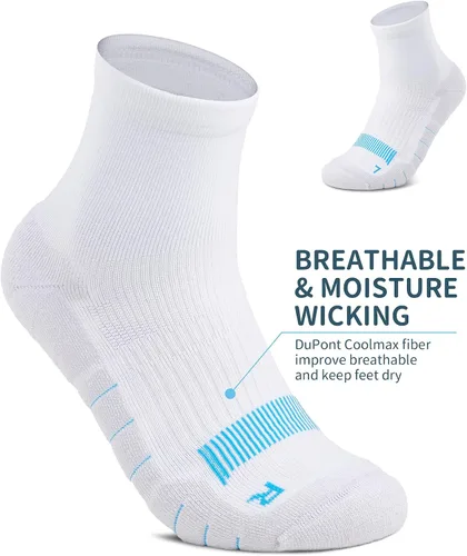 Vista 2 de AKASO Quarter Athletic - Calcetines Coolmax para correr, antiolor, absorben la humedad, antiampollas, sin costuras, para hombres y mujeres, paquete