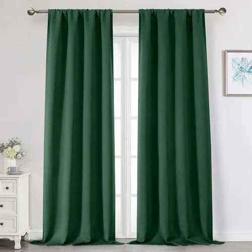 Vista 111 de Cortinas opacas para dormitorio, sala de estar, juego de 2 paneles de 54 pulgadas de largo, cortinas de oscurecimiento de habitación con aislamiento