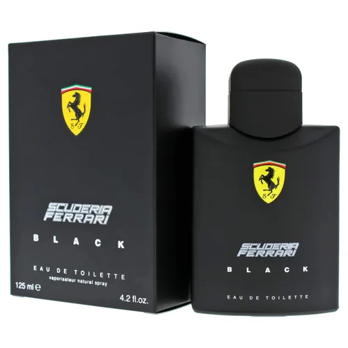 Vista 4 de Ferrari Scuderia Black Eau de Toilette Natural Spray Fragancia para hombre Fougere aromático con aroma a cítricos, frutas, canela y vainilla