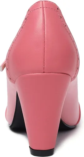Vista 3 de Elerhythm Zapatos de vestir para mujer, estilo Mary Jane, clásicos y retro de los años 20, patrón Oxford Gatsby de los años 50, estilo vintage