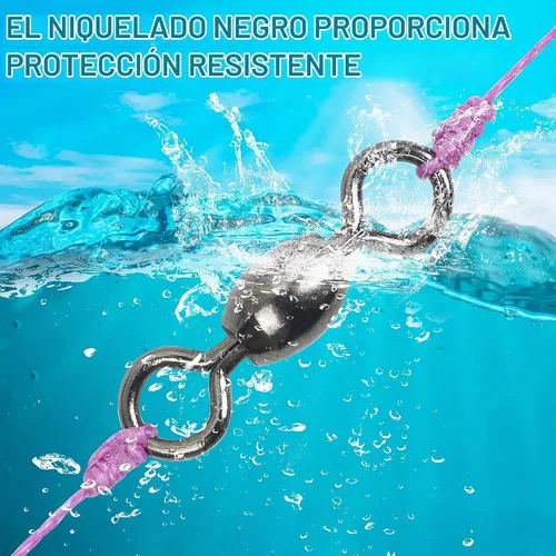 Vista 5 de Kit de aparejos de pesca giratorios de barril, 300 piezas de grúa con rodamiento de bolas giratorio de pesca con anillo sólido, línea de pesca