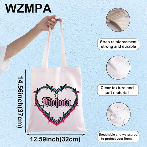 Vista 2 de WZMPA Bolsa de maquillaje cosmética de música latina, regalo inspirado en música, fanáticos de la música, bolsa con cremallera para familiares