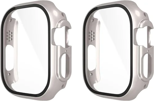 Vista 24 de Juego de 2 fundas con protector de pantalla de vidrio templado para Apple Watch SE (Gen 1/2/3) Series 4/5/6 40mm, tacto suave, protección